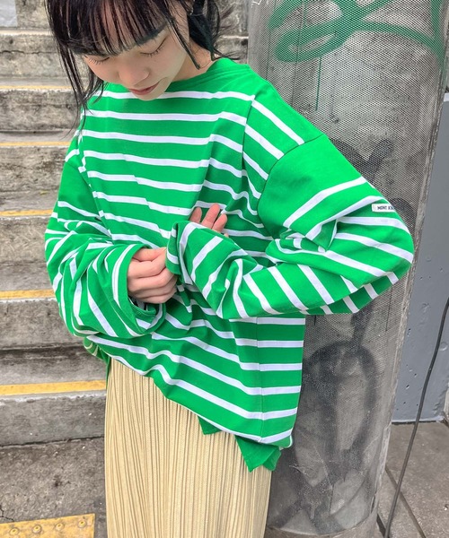 MONT KEMMEL（モンケメル）の「【 MONTKEMMEL / モンケメル 】ボーダーバスクシャツ BASQUE SHIRTS ロンTシャツ（Tシャツ/カットソー・レディース・ブラック/オレンジ/ブルー/ターコイズブルー/ホワイト/グリーン・36）」の3枚目の写真