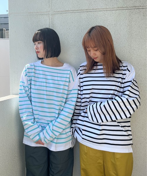 MONT KEMMEL（モンケメル）の「【 MONTKEMMEL / モンケメル 】ボーダーバスクシャツ BASQUE SHIRTS ロンTシャツ（Tシャツ/カットソー・レディース・ブラック/オレンジ/ブルー/ターコイズブルー/ホワイト/グリーン・36）」の19枚目の写真