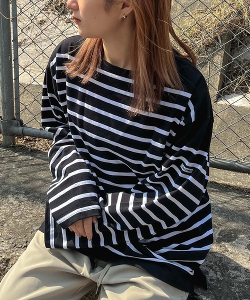 MONT KEMMEL（モンケメル）の「【 MONTKEMMEL / モンケメル 】ボーダーバスクシャツ BASQUE SHIRTS ロンTシャツ（Tシャツ/カットソー・レディース・ブラック/オレンジ/ブルー/ターコイズブルー/ホワイト/グリーン・36）」の16枚目の写真