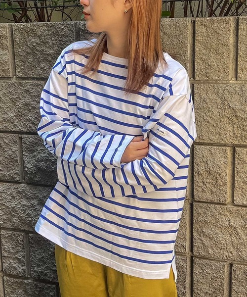 MONT KEMMEL（モンケメル）の「【 MONTKEMMEL / モンケメル 】ボーダーバスクシャツ BASQUE SHIRTS ロンTシャツ（Tシャツ/カットソー・レディース・ブラック/オレンジ/ブルー/ターコイズブルー/ホワイト/グリーン・36）」の14枚目の写真