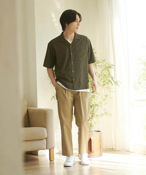 Blue Standard （ブルースタンダード）の「【BLUE STANDARD/ブルースタンダード】TCツイル　ワイドテーパードパンツ　ウエストゴム　大人カジュアルスタイル（その他パンツ・メンズ・ブラック/ベージュ・MEDIUM/LARGE/X-LARGE）」の22枚目の写真