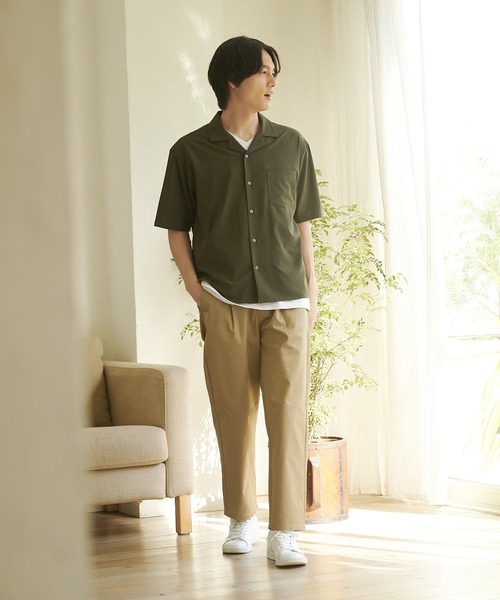 Blue Standard （ブルースタンダード）の「【BLUE STANDARD/ブルースタンダード】TCツイル　ワイドテーパードパンツ　ウエストゴム　大人カジュアルスタイル（その他パンツ・メンズ・ブラック/ベージュ・MEDIUM/LARGE/X-LARGE）」の21枚目の写真