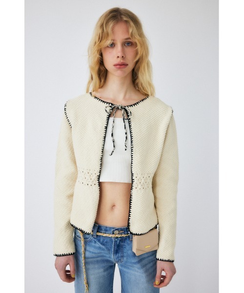 MOUSSY（マウジー）の「CROCHET KNIT ジャケット（その他アウター・レディース・ネイビー/アイボリー/ライトブルー・FREE）」の10枚目の写真