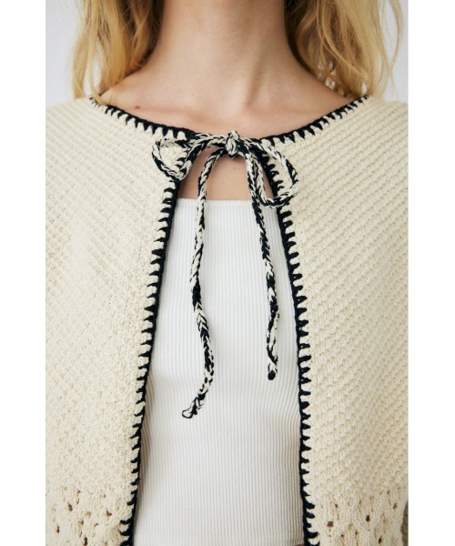 MOUSSY（マウジー）の「CROCHET KNIT ジャケット（その他アウター・レディース・ネイビー/アイボリー/ライトブルー・FREE）」の4枚目の写真