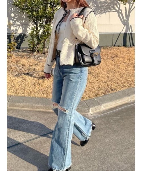 MOUSSY（マウジー）の「CROCHET KNIT ジャケット（その他アウター・レディース・ネイビー/アイボリー/ライトブルー・FREE）」の21枚目の写真