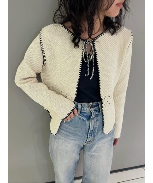 MOUSSY（マウジー）の「CROCHET KNIT ジャケット（その他アウター・レディース・ネイビー/アイボリー/ライトブルー・FREE）」の22枚目の写真