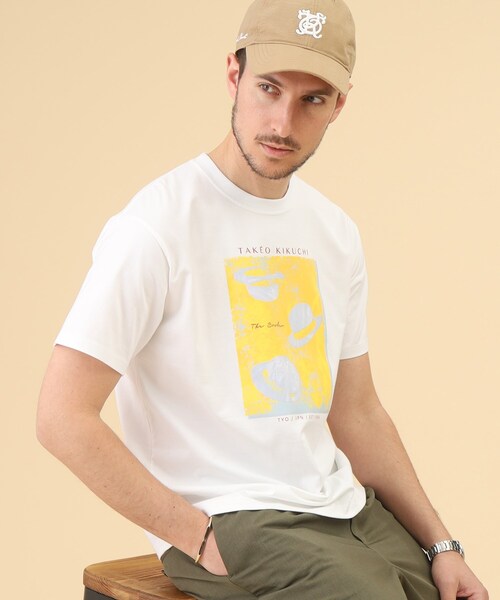 TAKEO KIKUCHI(タケオキクチ)の「◆【Sサイズ~】ボーラーハット プリント Tシャツ(Tシャツ/カットソー・メンズ・ブラック/ホワイト/サンドベージュ・01/02/03/04)」の2枚目の写真