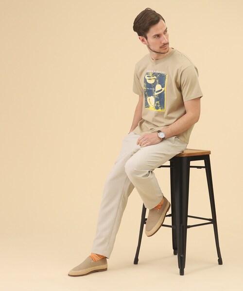 TAKEO KIKUCHI(タケオキクチ)の「◆【Sサイズ~】ボーラーハット プリント Tシャツ(Tシャツ/カットソー・メンズ・ブラック/ホワイト/サンドベージュ・01/02/03/04)」の5枚目の写真