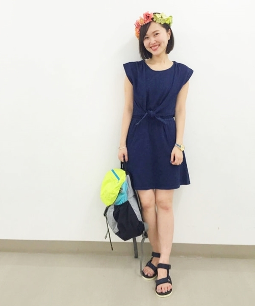 Kastane（カスタネ）の「【Kastane】インディゴ天竺ワンピース（ワンピース・レディース・インディゴブルー/ライトブルー/レッド・FREE）」の2枚目の写真