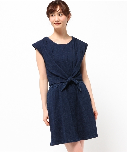 Kastane（カスタネ）の「【Kastane】インディゴ天竺ワンピース（ワンピース・レディース・インディゴブルー/ライトブルー/レッド・FREE）」の4枚目の写真