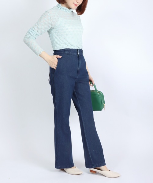 Dickies(ディッキーズ)の「Dickies(ディッキーズ)ツイルイージーフレアパンツ/カラーパンツ レディース(チノパンツ・レディース・アイボリー/ブラック/ストライプ/ベージュ/インディゴブルー・M/L)」の22枚目の写真