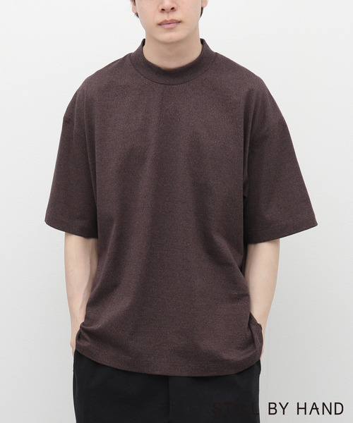 STILL BY HAND（スティルバイハンド）の「【STILL BY HAND / スティルバイハンド】 MIXテンジクハイネックT CS07231（Tシャツ/カットソー・メンズ・チャコールグレー/ブラック/ブラウン・46/48）」の3枚目の写真