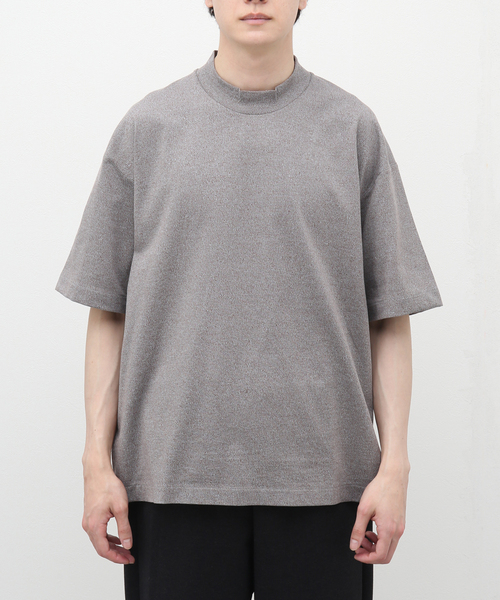 STILL BY HAND（スティルバイハンド）の「【STILL BY HAND / スティルバイハンド】 MIXテンジクハイネックT CS07231（Tシャツ/カットソー・メンズ・チャコールグレー/ブラック/ブラウン・46/48）」の6枚目の写真