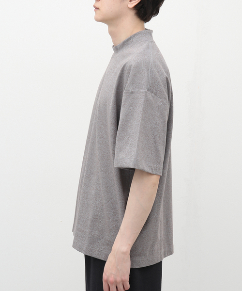 STILL BY HAND（スティルバイハンド）の「【STILL BY HAND / スティルバイハンド】 MIXテンジクハイネックT CS07231（Tシャツ/カットソー・メンズ・チャコールグレー/ブラック/ブラウン・46/48）」の7枚目の写真