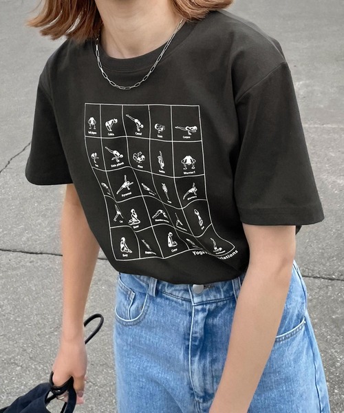 Chillfar(チルファー)の「ヴィンテージミックスTシャツ(Tシャツ/カットソー・レディース・オートミール/ホワイト×ピンク/アイボリー系3/クリーム/グレー系/アイボリー系4/ピンク/アイボリー系1/ホワイト×ブルー/ベージュ系/ホワイト×レッド/ホワイト×ブラック/杢グレー/アイボリー系2/ネイビー/アイボリー系/グレー系2/ネイビー系1/グレー系1/ネイビー系・FREE)」の8枚目の写真