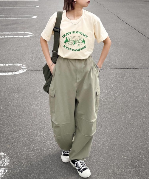 Chillfar(チルファー)の「ヴィンテージミックスTシャツ(Tシャツ/カットソー・レディース・オートミール/ホワイト×ピンク/アイボリー系3/クリーム/グレー系/アイボリー系4/ピンク/アイボリー系1/ホワイト×ブルー/ベージュ系/ホワイト×レッド/ホワイト×ブラック/杢グレー/アイボリー系2/ネイビー/アイボリー系/グレー系2/ネイビー系1/グレー系1/ネイビー系・FREE)」の12枚目の写真