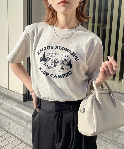 Chillfar(チルファー)の「ヴィンテージミックスTシャツ(Tシャツ/カットソー・レディース・オートミール/ホワイト×ピンク/アイボリー系3/クリーム/グレー系/アイボリー系4/ピンク/アイボリー系1/ホワイト×ブルー/ベージュ系/ホワイト×レッド/ホワイト×ブラック/杢グレー/アイボリー系2/ネイビー/アイボリー系/グレー系2/ネイビー系1/グレー系1/ネイビー系・FREE)」の15枚目の写真