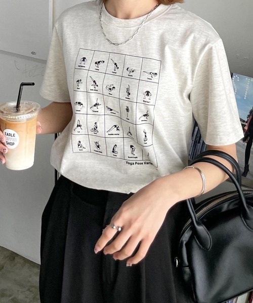 Chillfar(チルファー)の「ヴィンテージミックスTシャツ(Tシャツ/カットソー・レディース・オートミール/ホワイト×ピンク/アイボリー系3/クリーム/グレー系/アイボリー系4/ピンク/アイボリー系1/ホワイト×ブルー/ベージュ系/ホワイト×レッド/ホワイト×ブラック/杢グレー/アイボリー系2/ネイビー/アイボリー系/グレー系2/ネイビー系1/グレー系1/ネイビー系・FREE)」の16枚目の写真