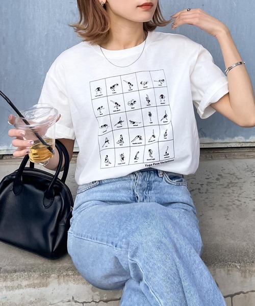 Chillfar(チルファー)の「ヴィンテージミックスTシャツ(Tシャツ/カットソー・レディース・オートミール/ホワイト×ピンク/アイボリー系3/クリーム/グレー系/アイボリー系4/ピンク/アイボリー系1/ホワイト×ブルー/ベージュ系/ホワイト×レッド/ホワイト×ブラック/杢グレー/アイボリー系2/ネイビー/アイボリー系/グレー系2/ネイビー系1/グレー系1/ネイビー系・FREE)」の4枚目の写真