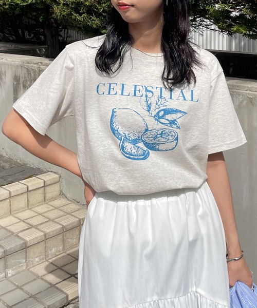 Chillfar(チルファー)の「ヴィンテージミックスTシャツ(Tシャツ/カットソー・レディース・オートミール/ホワイト×ピンク/アイボリー系3/クリーム/グレー系/アイボリー系4/ピンク/アイボリー系1/ホワイト×ブルー/ベージュ系/ホワイト×レッド/ホワイト×ブラック/杢グレー/アイボリー系2/ネイビー/アイボリー系/グレー系2/ネイビー系1/グレー系1/ネイビー系・FREE)」の11枚目の写真