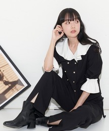 A de a.v.v | 配色フリルカラーダブル釦ブラウス(シャツ/ブラウス)