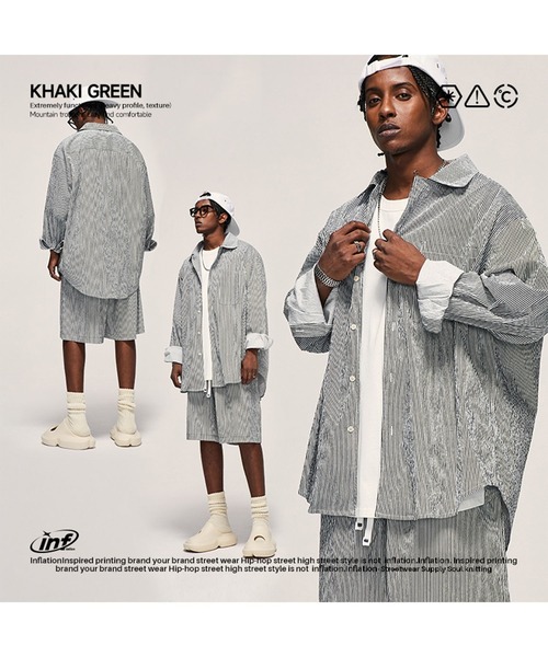 INFLATION(インフレーション)の「INFLATION/シアサッカーショートパンツ 2197609(その他パンツ・メンズ・ブルー・MEDIUM/LARGE)」の5枚目の写真