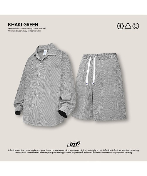 INFLATION(インフレーション)の「INFLATION/シアサッカーショートパンツ 2197609(その他パンツ・メンズ・ブルー・MEDIUM/LARGE)」の2枚目の写真
