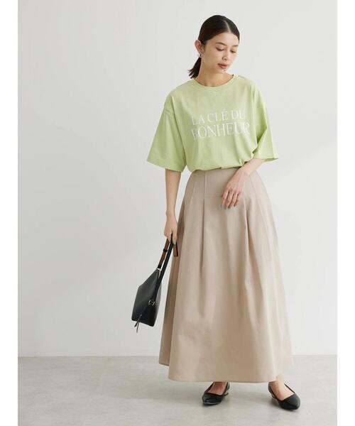 Green Parks(グリーンパークス)の「半袖ボーダーロゴTEE(Tシャツ/カットソー・レディース・ライトグリーン/ブラウン/ブラック・FREE)」の6枚目の写真