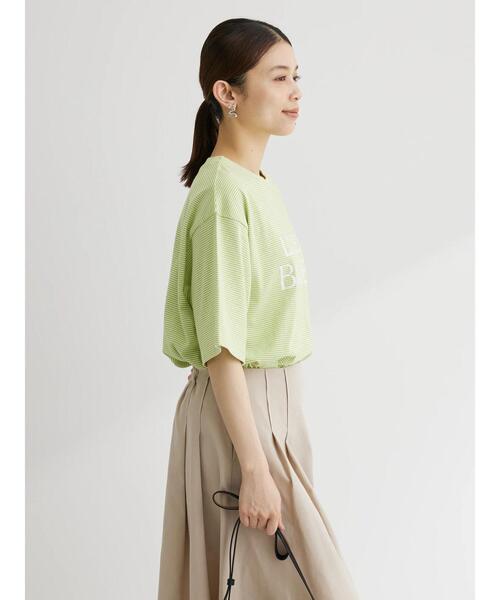 Green Parks(グリーンパークス)の「半袖ボーダーロゴTEE(Tシャツ/カットソー・レディース・ライトグリーン/ブラウン/ブラック・FREE)」の10枚目の写真