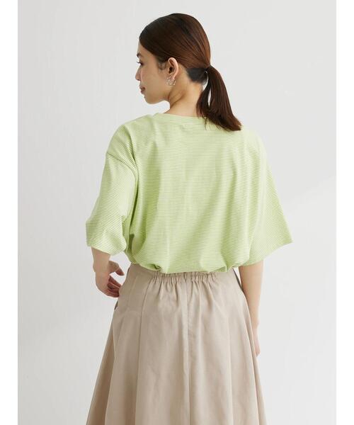 Green Parks(グリーンパークス)の「半袖ボーダーロゴTEE(Tシャツ/カットソー・レディース・ライトグリーン/ブラウン/ブラック・FREE)」の11枚目の写真