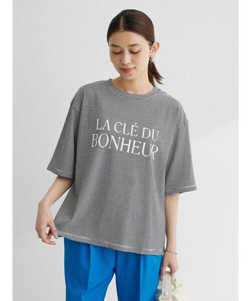 Green Parks(グリーンパークス)の「半袖ボーダーロゴTEE(Tシャツ/カットソー・レディース・ライトグリーン/ブラウン/ブラック・FREE)」の14枚目の写真