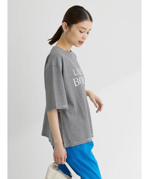 Green Parks(グリーンパークス)の「半袖ボーダーロゴTEE(Tシャツ/カットソー・レディース・ライトグリーン/ブラウン/ブラック・FREE)」の15枚目の写真