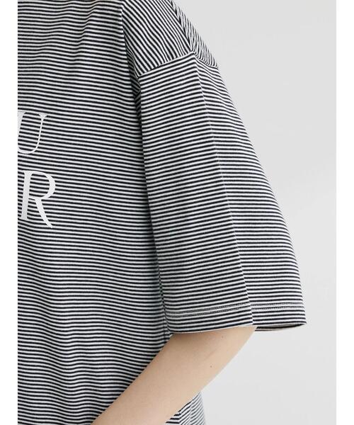 Green Parks(グリーンパークス)の「半袖ボーダーロゴTEE(Tシャツ/カットソー・レディース・ライトグリーン/ブラウン/ブラック・FREE)」の18枚目の写真