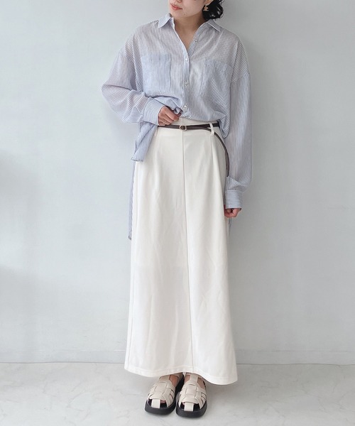 AS KNOW AS plus（アズノゥアズプラス）の「○リバーシブルベルト付きリップルナロースカート（スカート・レディース・ブラック/グレイッシュベージュ/グリーン/アイボリー/ベージュ系/ボルドー/モカ・FREE）」の22枚目の写真