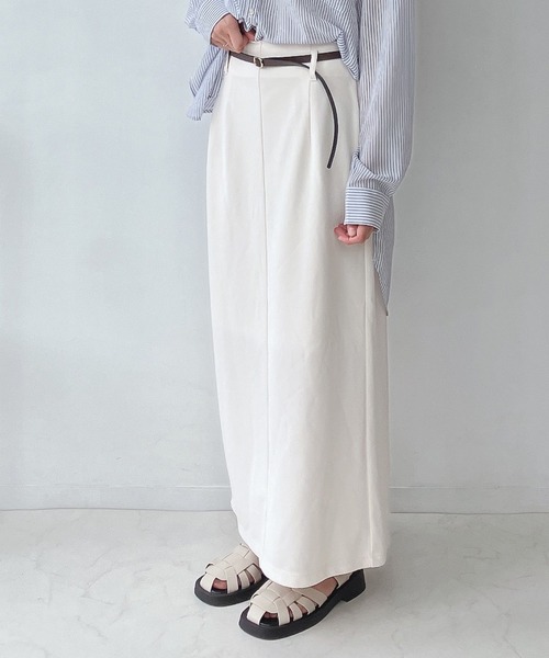 AS KNOW AS plus（アズノゥアズプラス）の「○リバーシブルベルト付きリップルナロースカート（スカート・レディース・ブラック/グレイッシュベージュ/グリーン/アイボリー/ベージュ系/ボルドー/モカ・FREE）」の13枚目の写真