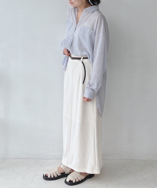 AS KNOW AS plus（アズノゥアズプラス）の「○リバーシブルベルト付きリップルナロースカート（スカート・レディース・ブラック/グレイッシュベージュ/グリーン/アイボリー/ベージュ系/ボルドー/モカ・FREE）」の19枚目の写真