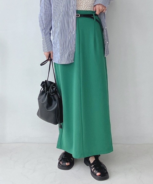 AS KNOW AS plus（アズノゥアズプラス）の「○リバーシブルベルト付きリップルナロースカート（スカート・レディース・ブラック/グレイッシュベージュ/グリーン/アイボリー/ベージュ系/ボルドー/モカ・FREE）」の11枚目の写真