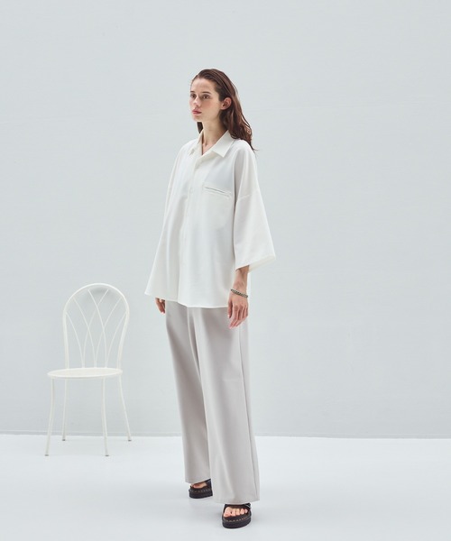 cussil（クシル）の「【cussil/クシル】TRストレッチルーズシルエットハイウエストストレートパンツ/デニムパンツ（スラックス・メンズ・ブラック/ライトグレー/ダークグレー/サックスブルー/ブラック系/ブルー系/チャコールグレー/ダークブラウン/ダークグリーン/グレー・S/M/L/XS）」の15枚目の写真