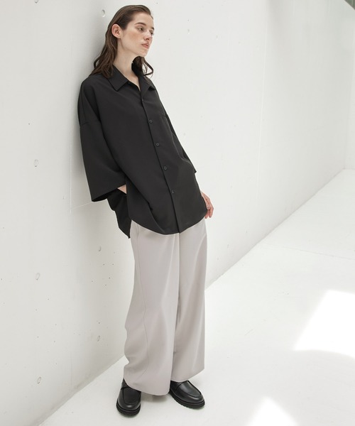 cussil（クシル）の「【cussil/クシル】TRストレッチルーズシルエットハイウエストストレートパンツ/デニムパンツ（スラックス・メンズ・ブラック/ライトグレー/ダークグレー/サックスブルー/ブラック系/ブルー系/チャコールグレー/ダークブラウン/ダークグリーン/グレー・S/M/L/XS）」の16枚目の写真