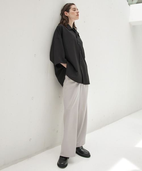 cussil（クシル）の「【cussil/クシル】TRストレッチルーズシルエットハイウエストストレートパンツ/デニムパンツ（スラックス・メンズ・ブラック/ライトグレー/ダークグレー/サックスブルー/ブラック系/ブルー系/チャコールグレー/ダークブラウン/ダークグリーン/グレー・S/M/L/XS）」の17枚目の写真