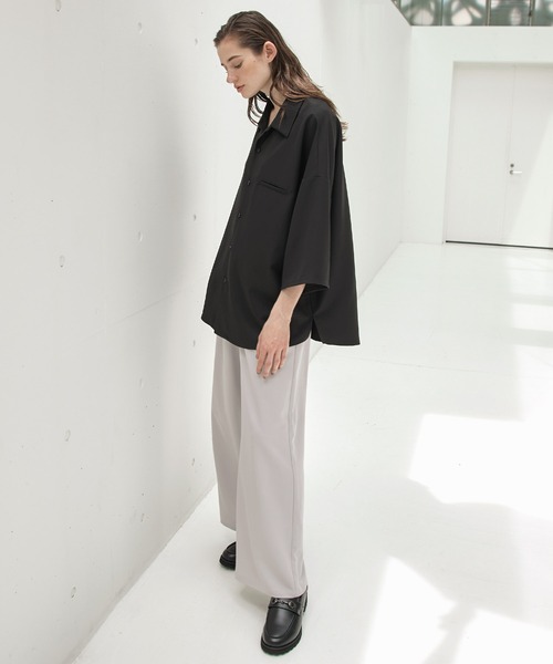 cussil（クシル）の「【cussil/クシル】TRストレッチルーズシルエットハイウエストストレートパンツ/デニムパンツ（スラックス・メンズ・ブラック/ライトグレー/ダークグレー/サックスブルー/ブラック系/ブルー系/チャコールグレー/ダークブラウン/ダークグリーン/グレー・S/M/L/XS）」の18枚目の写真