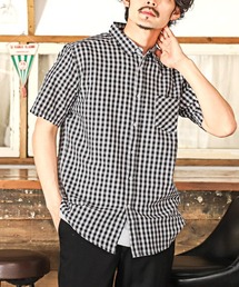 先染めチェック柄半袖シャツ