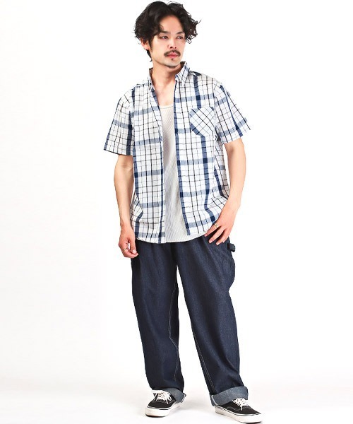 LUXSTYLE（ラグスタイル）の「先染めチェック柄半袖シャツ（シャツ/ブラウス・メンズ・ブラック系その他2/ブラック系その他/グリーン系その他・XL/M/L）」の18枚目の写真