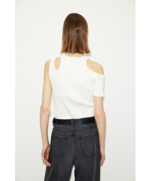 THROW by SLY(スローバイスライ)の「THROW OPEN ARM RIB TOPS オープン アーム リブ トップス カッティング カットトップス 肌見せ アシンメトリー(Tシャツ/カットソー・レディース・ライトイエロー/ホワイト/ブラック・FREE)」の13枚目の写真