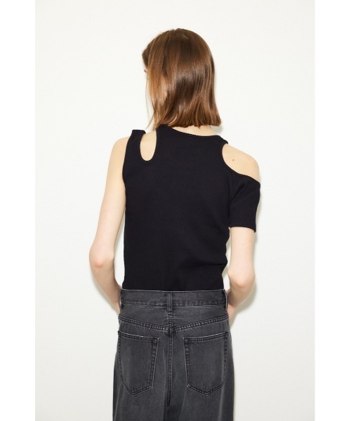 THROW by SLY(スローバイスライ)の「THROW OPEN ARM RIB TOPS オープン アーム リブ トップス カッティング カットトップス 肌見せ アシンメトリー(Tシャツ/カットソー・レディース・ライトイエロー/ホワイト/ブラック・FREE)」の8枚目の写真