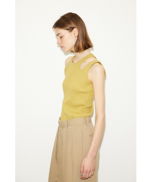THROW by SLY(スローバイスライ)の「THROW OPEN ARM RIB TOPS オープン アーム リブ トップス カッティング カットトップス 肌見せ アシンメトリー(Tシャツ/カットソー・レディース・ライトイエロー/ホワイト/ブラック・FREE)」の11枚目の写真