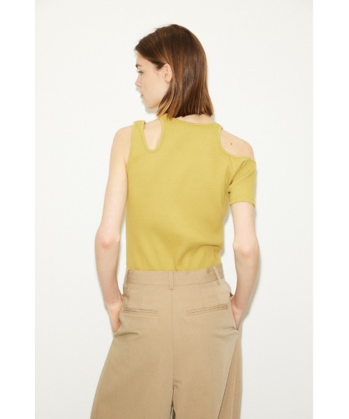THROW by SLY(スローバイスライ)の「THROW OPEN ARM RIB TOPS オープン アーム リブ トップス カッティング カットトップス 肌見せ アシンメトリー(Tシャツ/カットソー・レディース・ライトイエロー/ホワイト/ブラック・FREE)」の14枚目の写真