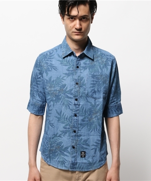VENCEEXCHANGE(ヴァンスエクスチェンジ)の「デニム花柄総プリントシャツ5LS(シャツ/ブラウス・メンズ・ブルー・SMALL/LARGE/MEDIUM)」の6枚目の写真