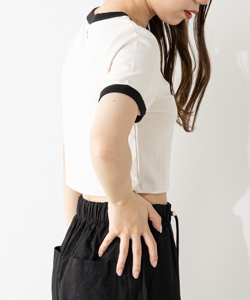 セール】リンガー配色ロゴプリントT（Tシャツ/カットソー）｜Chico