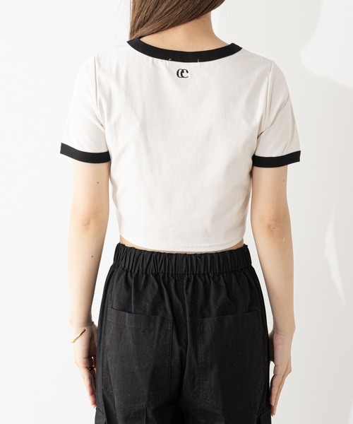Chico（チコ）の「リンガー配色ロゴプリントT（Tシャツ/カットソー・レディース・ブルー/ブラック/ホワイト/ピンク・FREE）」の5枚目の写真